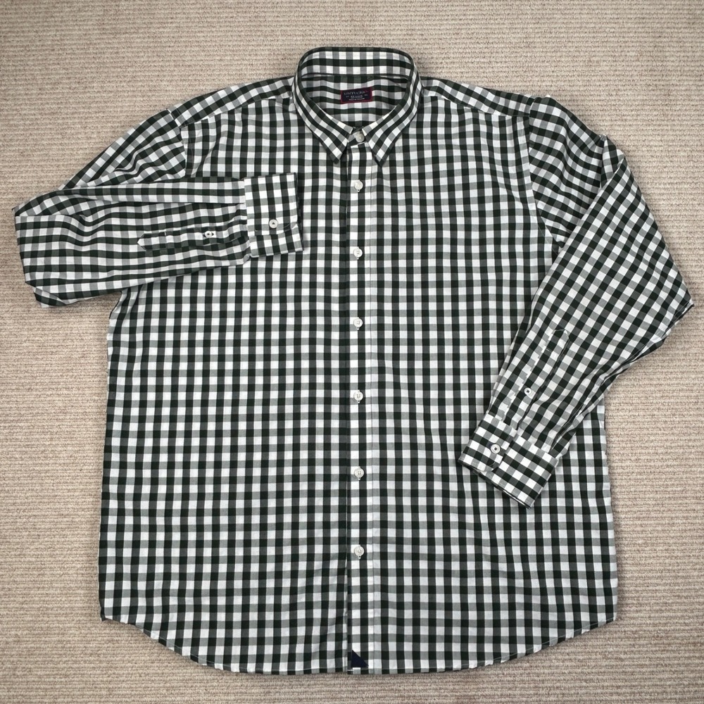 Untuckit Button Down Shirt Mens XXL Green White Gingham Preppy Classic Casual - Picture 3 of 13